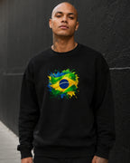 Moletom Brasil Bandeira Artística Central Estilo Casual Urbano