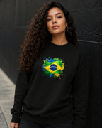 Moletom Brasil Bandeira Artística Central Estilo Casual Urbano