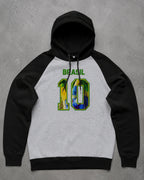 Moletom Brasil 10 Estampa Bandeira Com Capuz Raglan Casual