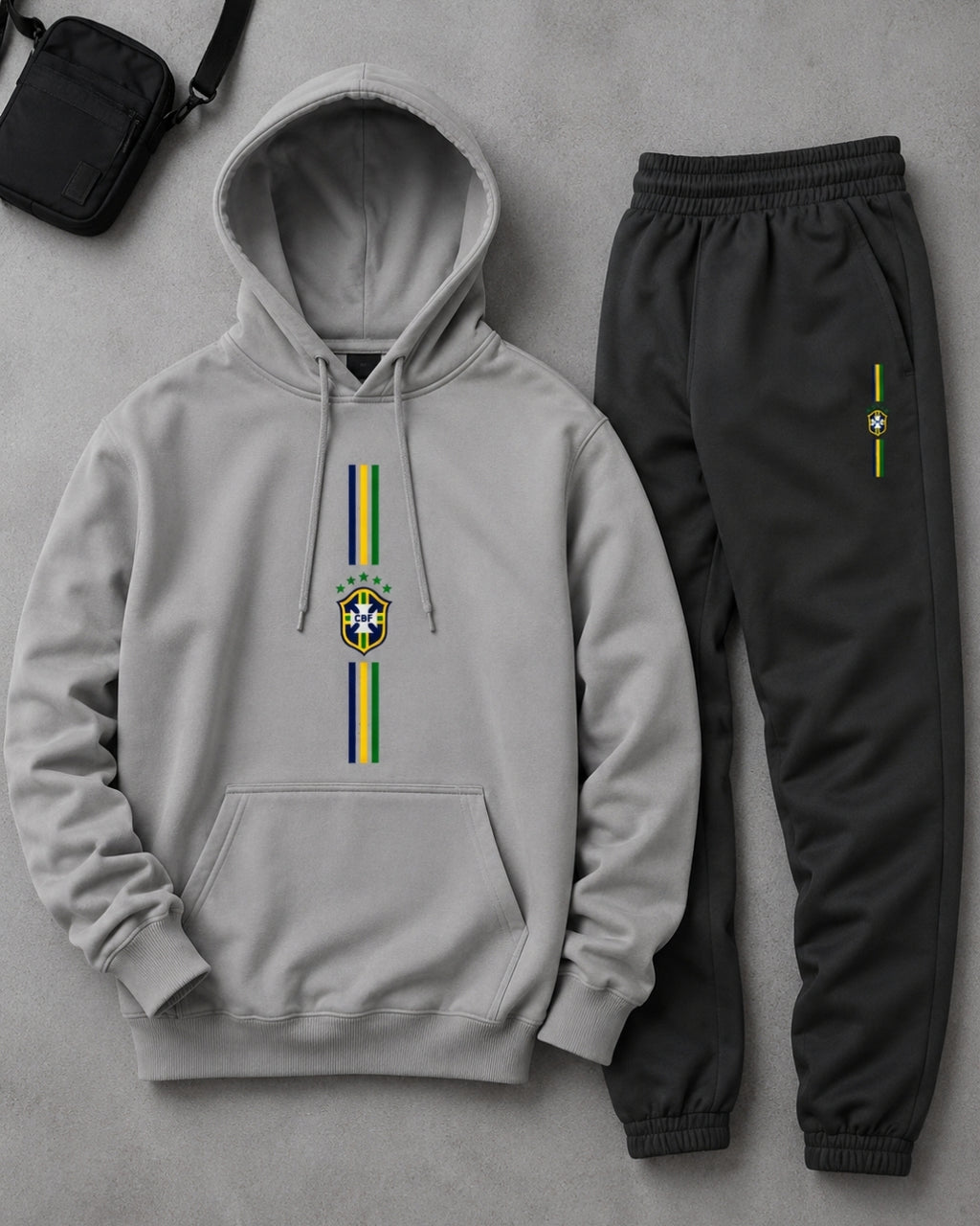 Conjunto Moletom Brasil Escudo Central Com Calça Jogger Casual