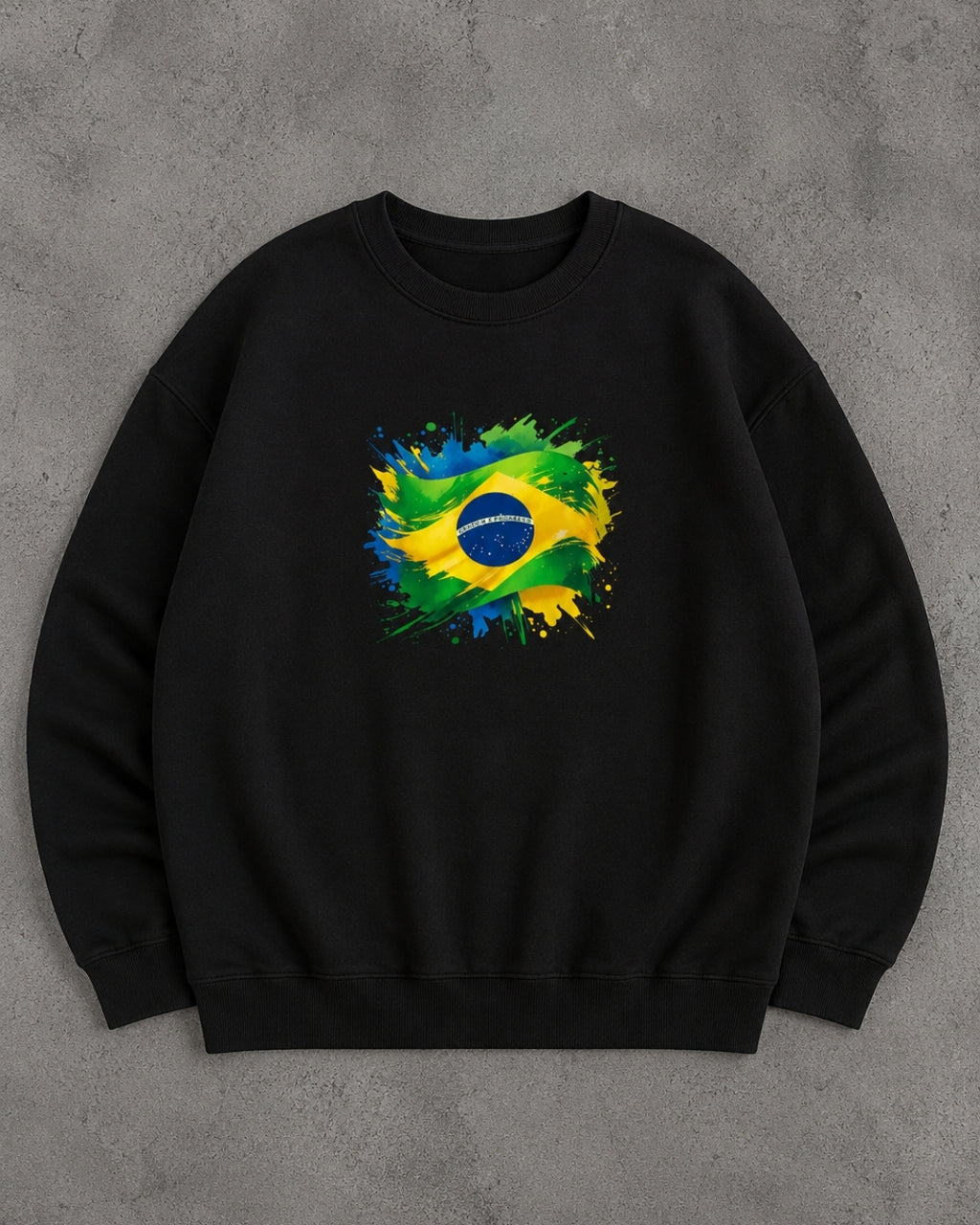 Moletom Brasil Bandeira Artística Central Estilo Casual Urbano