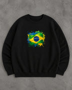 Moletom Brasil Bandeira Artística Central Estilo Casual Urbano