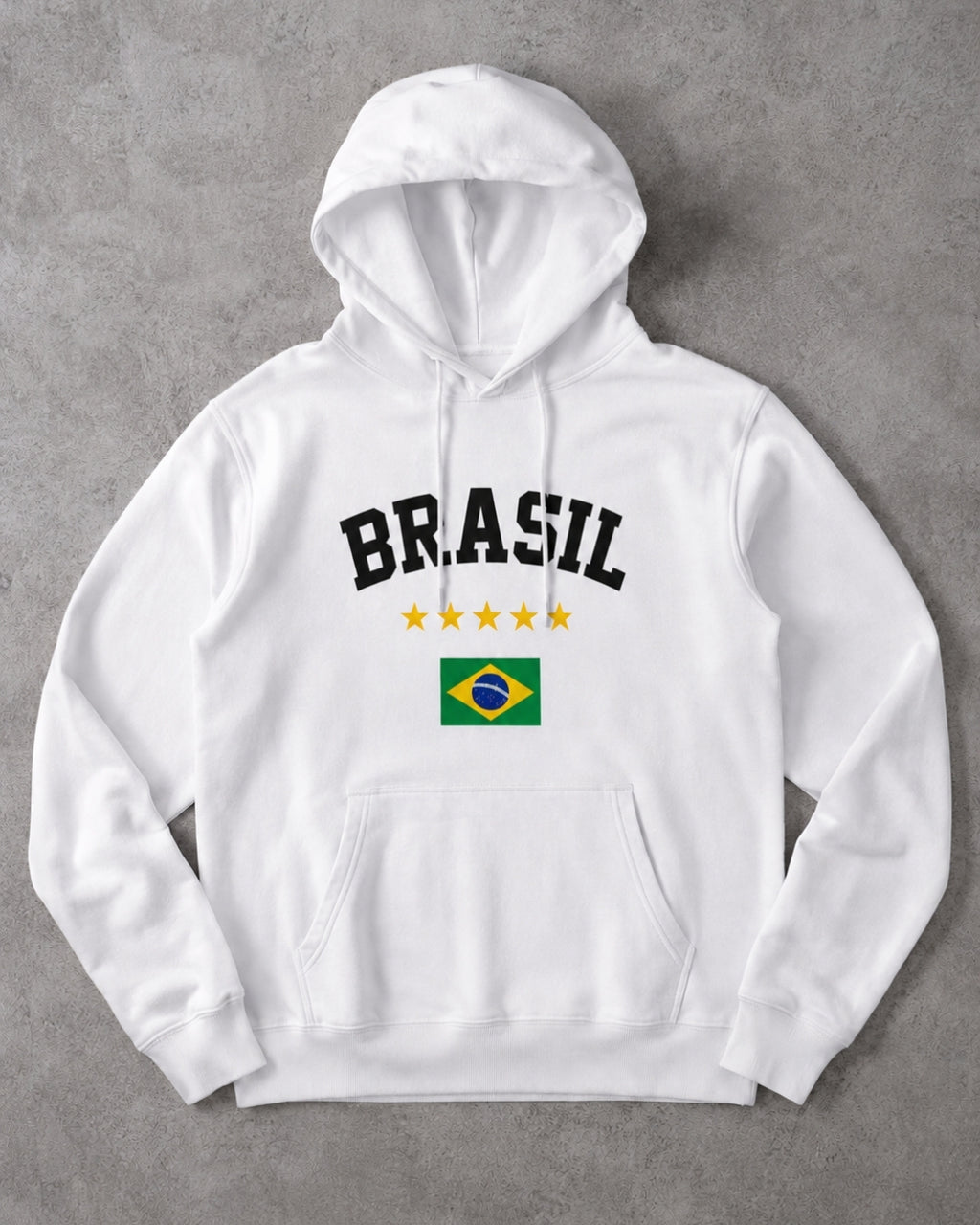 Moletom Brasil Estampa Clássica Com Bandeira E Capuz Casual