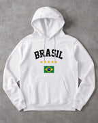 Moletom Brasil Estampa Clássica Com Bandeira E Capuz Casual